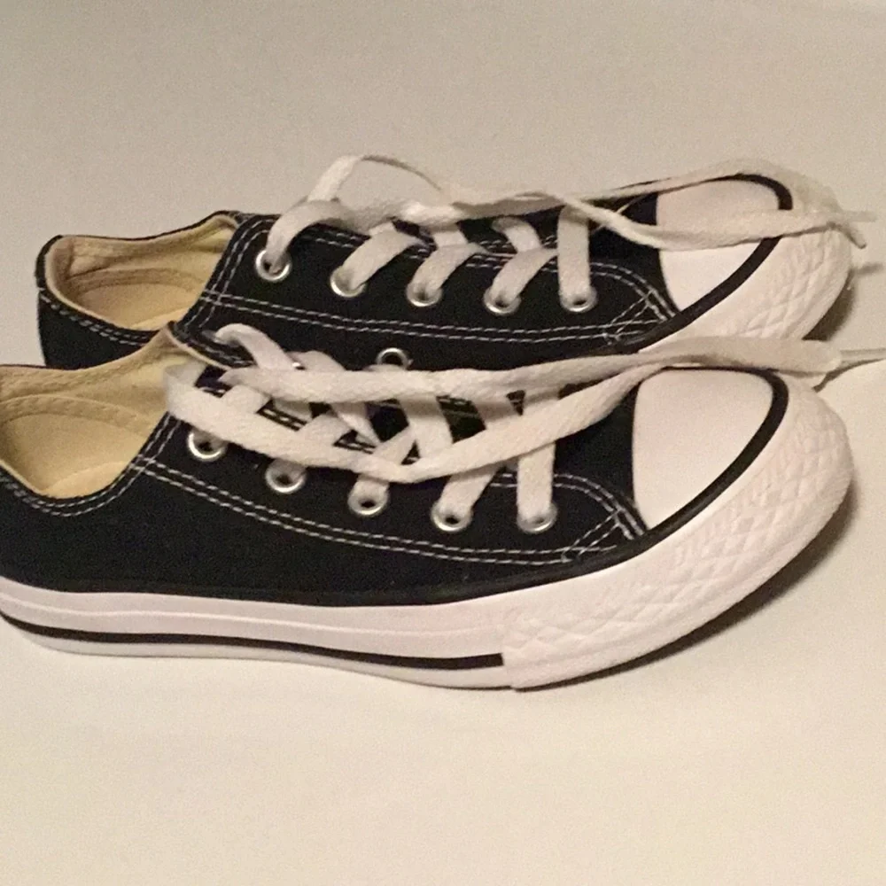 Converse Kids Black Low Top Sneakers with White Accents